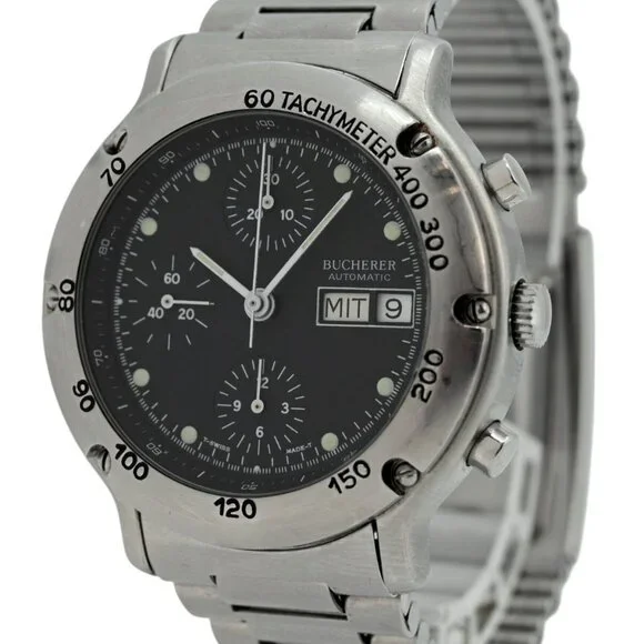 Bucherer 40mm Men's Automatic 7750 Chronograph Day-Date SS Watch